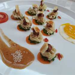 Chicken cheese noodle with rendang sauce